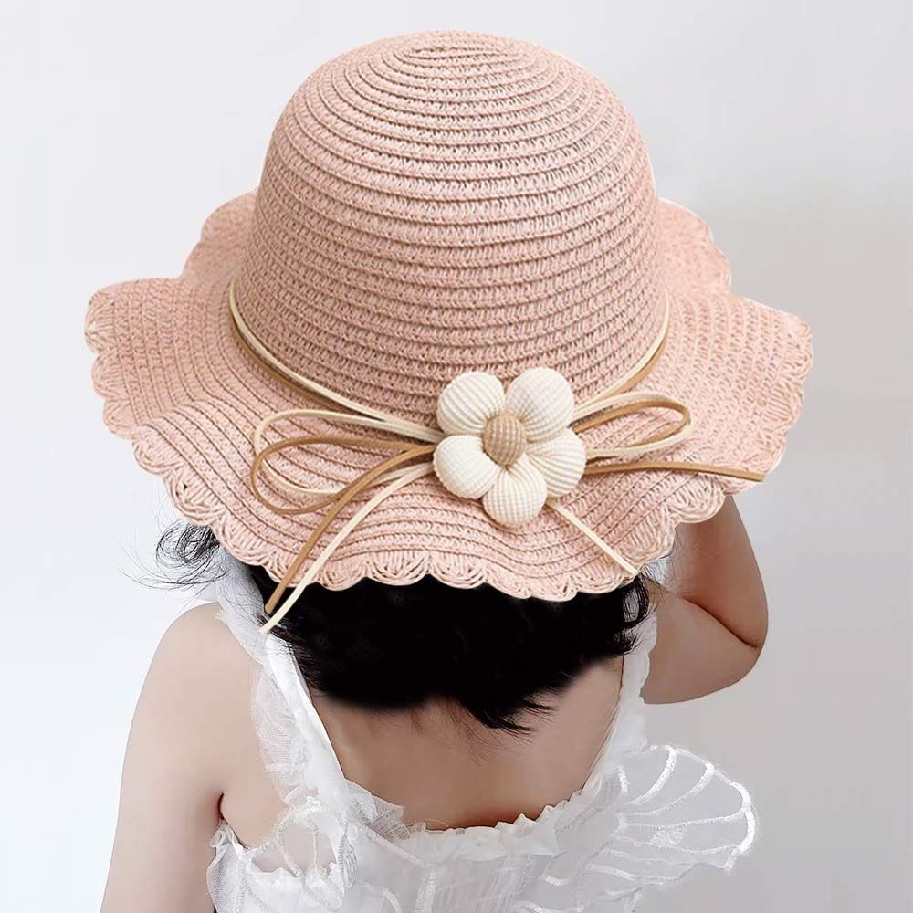 Breathable Kids Straw Cap Bag UV Protection Beach Cap Outdoor Bucket Hat Children Girls