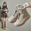 Fleece High-top Snow Boots for Women's Winter New Student Ins Korean Version of Thermal Casual Shoes Platform XFL31