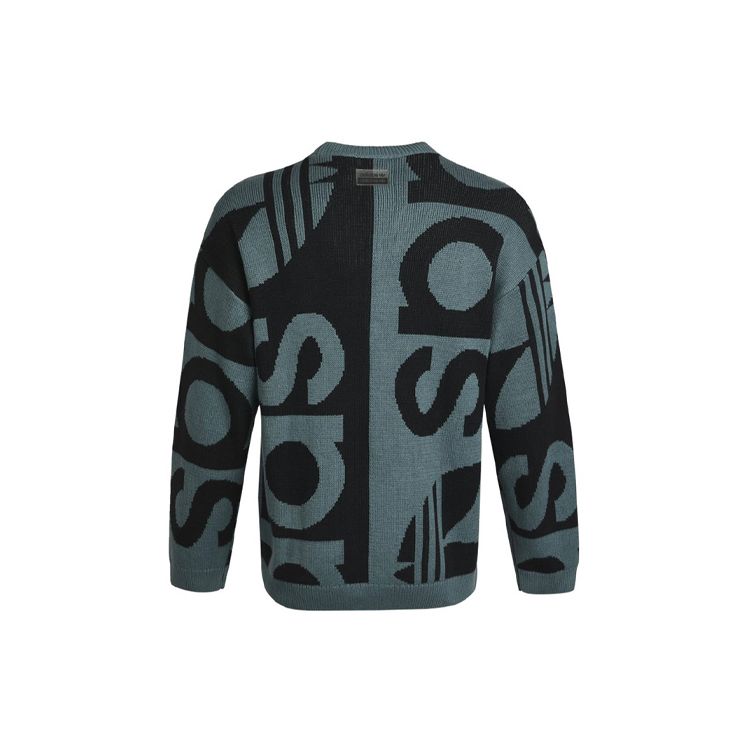 Adidas Оригинальный модный вязаный повседневный спортивный свитер с большим логотипом, мужские топы, серый GN3317