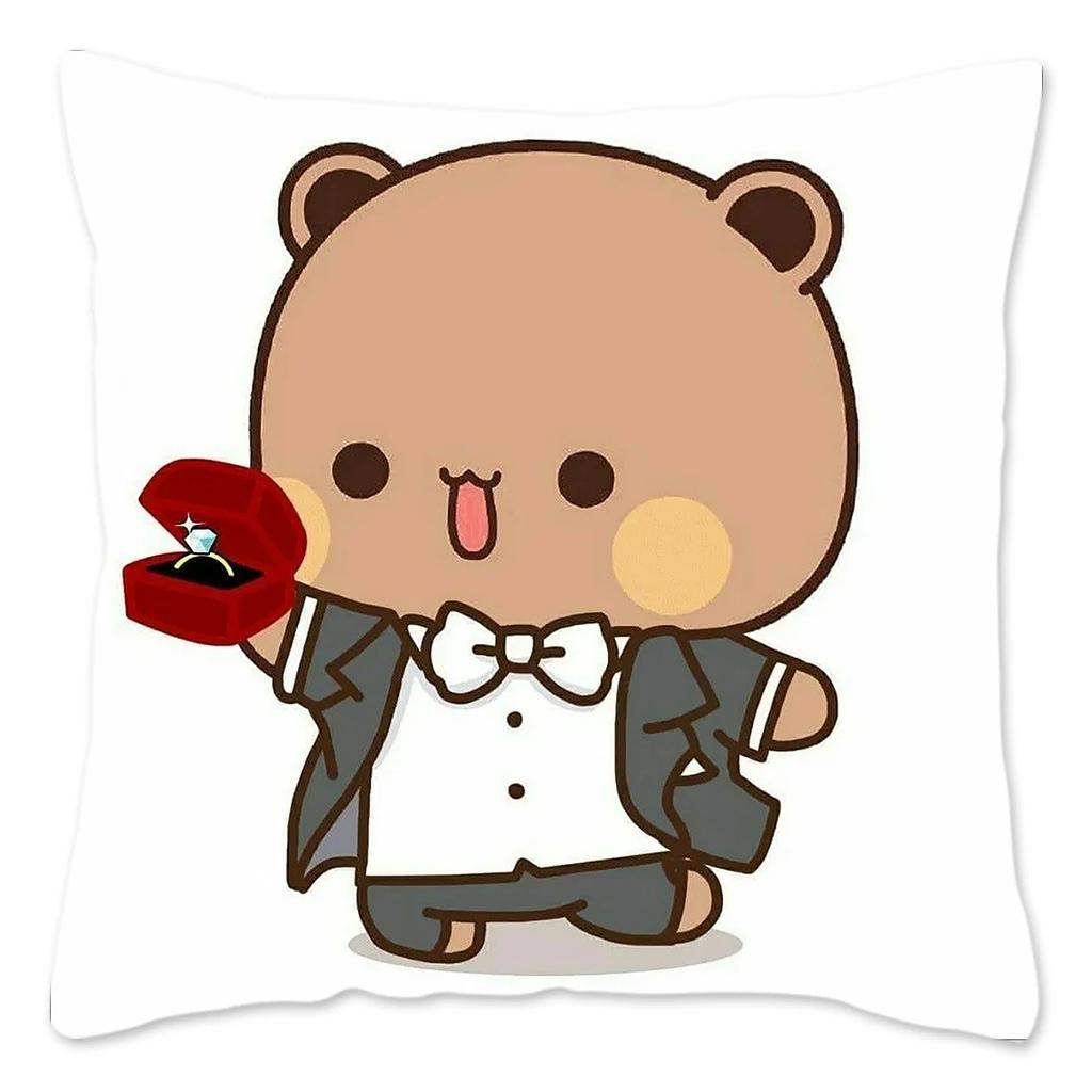 Bubu and Dudu Pillow Case Home Decoration Polyester Cushion Cover for Sofa Throw Pillow Cover Funny Cute Panda Bears Printing