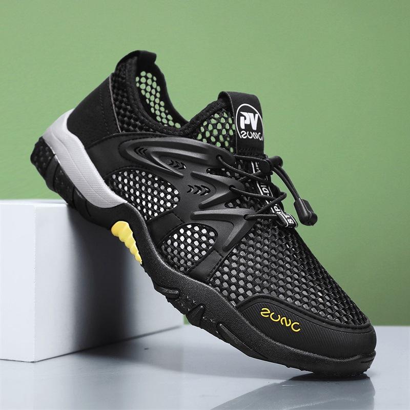 Летняя быстросохнущая обувь для ручьев мужская уличная обувь для ходьбы по воде большая сетчатая полая обувь мужская сетчатая спортивная модная обувь