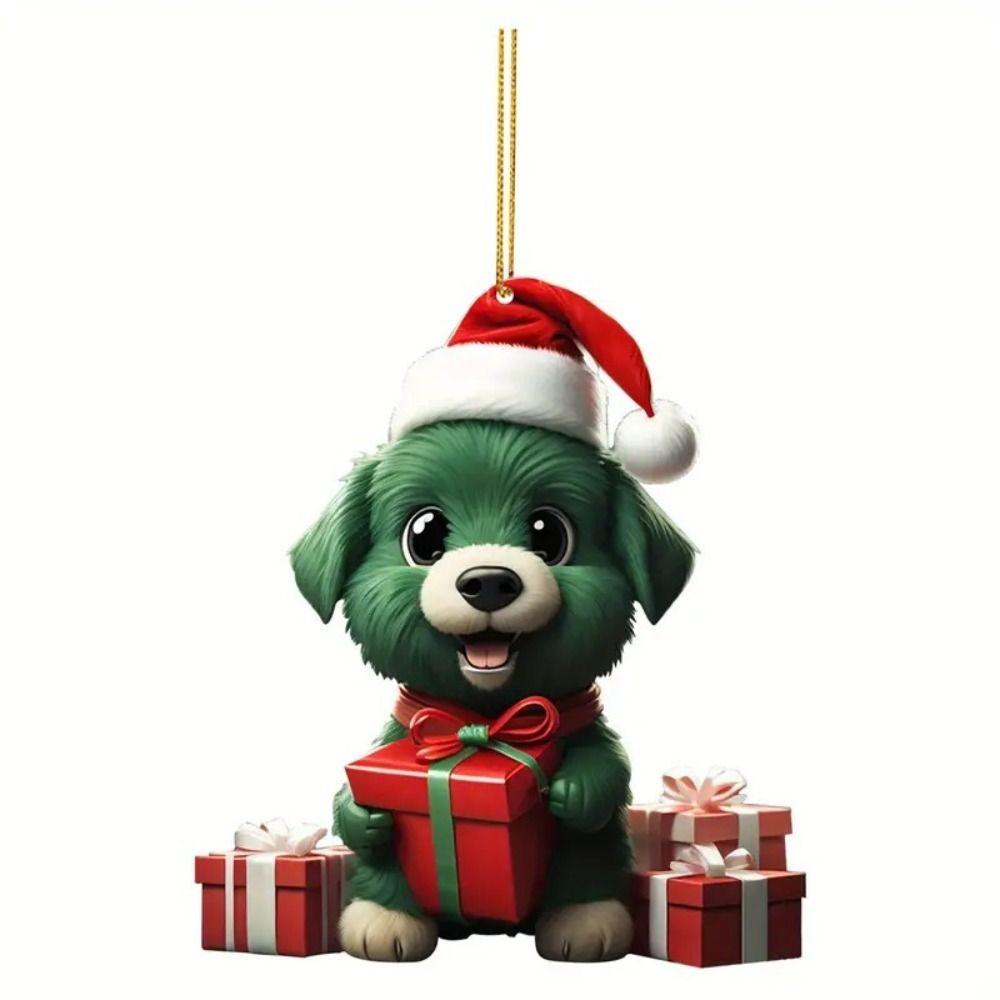 Acrylic Dog Christmas Ornament Handmade Christmas Decoration Dog Christmas Tree Pendant Office