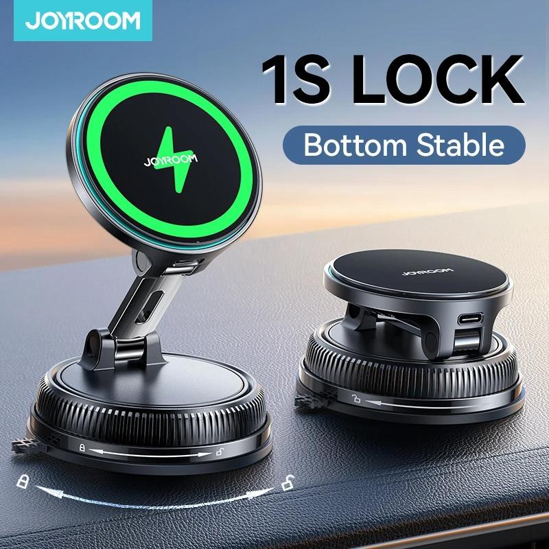 Joyroom Магнитное автомобильное крепление-зарядное устройство Вакуумный гель 2-в-1 Сильное всасывание Магнитный 15 Вт Автомобильный держатель телефона-зарядное устройство для iPhone 17 16 15 14