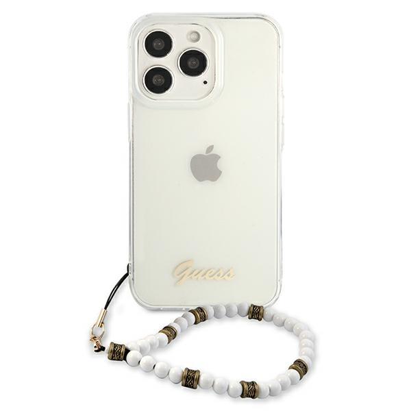 Etui do iPhone 13 Pro 6,1" Guess Przezroczyste Białe Perły