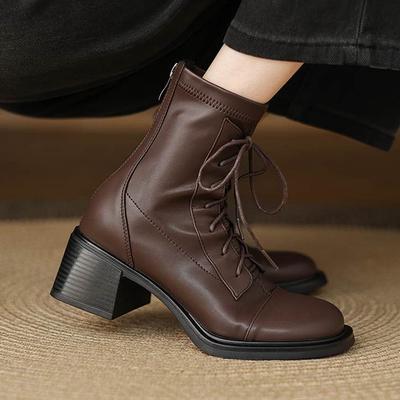Микрофибра Зимние Круглый Носок Современная Платформа Размер 33 Ботинки Размер 43 Шнуровка Уличная Одежда Женская Мода Ботильоны