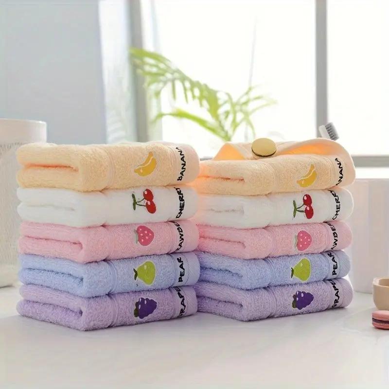 Мягкое вышитое полотенце с фруктовым узором жаккардовое абсорбирующее утолщенное хлопковое детсадовское детское полотенце для умывания