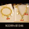 DIEYURO 316L Stainless Steell Red Fruits Cherry Shaped Pearl Many Pendants Necklace For Women New Neck Chain Jewelry Party Gift