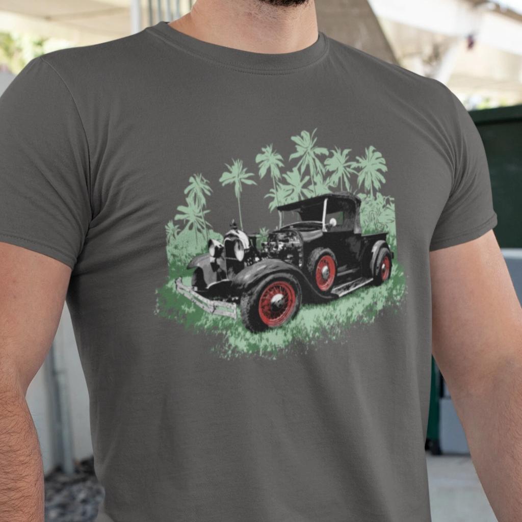 Футболка с изображением классического автомобиля, Черный Ford Truck 1930 года, хот-род, Унисекс футболка