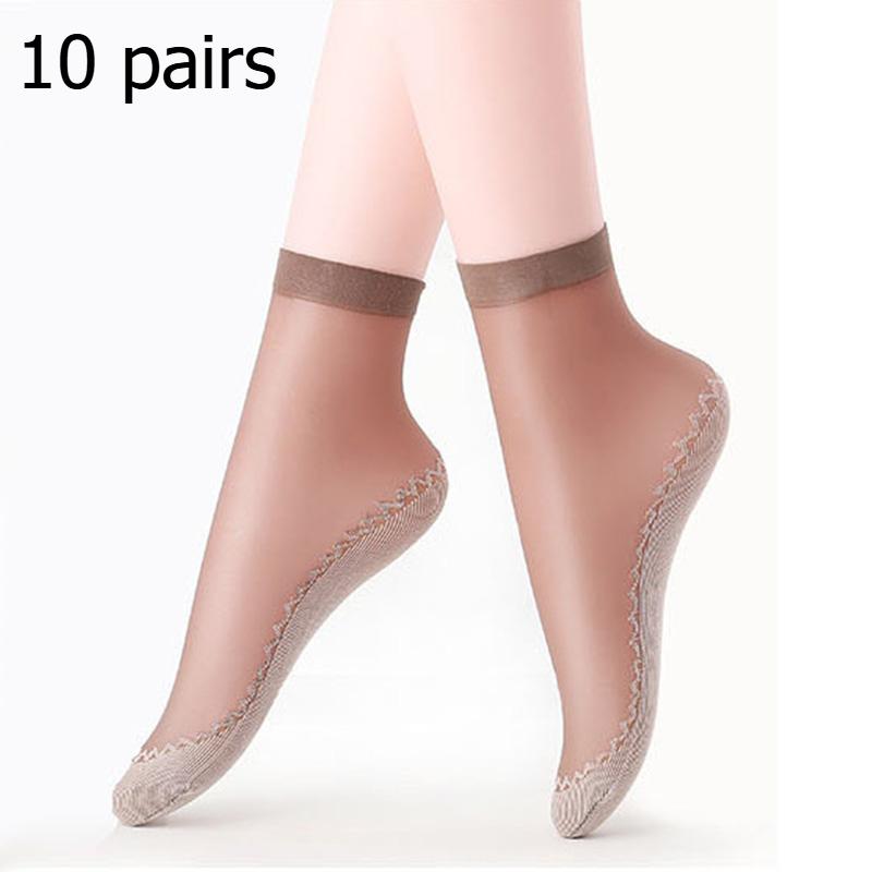 10 пар ультратонких прозрачных носков для лета, хлопковые шелковые тонкие носки, женские кружевные сетчатые эластичные носки, носки до щиколотки с кристаллами в стиле пэчворк, женские короткие носки