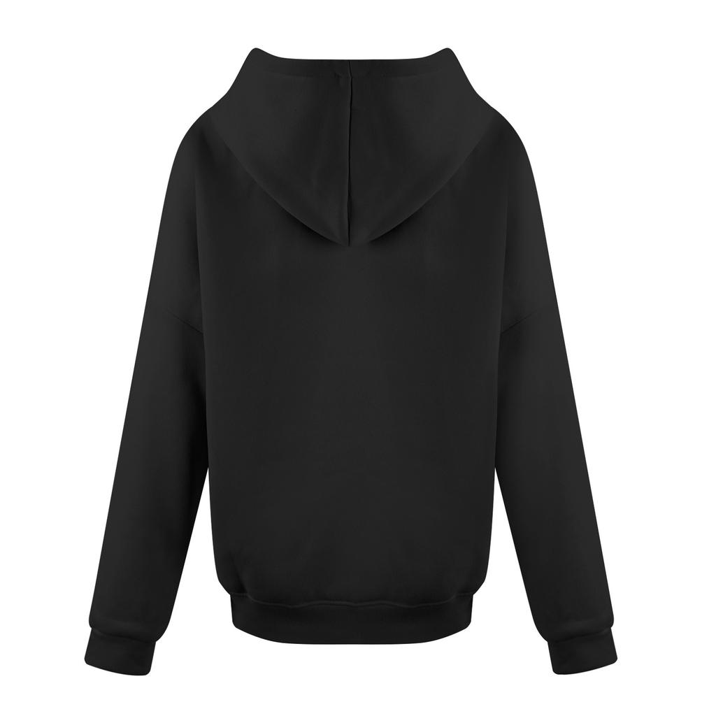 Женская модная повседневная свободная однотонная толстовка с капюшоном и длинным рукавом