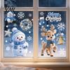 Cute Cartoon Penguin Stickers 4Pcs Christmas Static Window Clings, Blue Santa Snowman Reindeer Seasonal Home Accents Stickers, Reusable Double