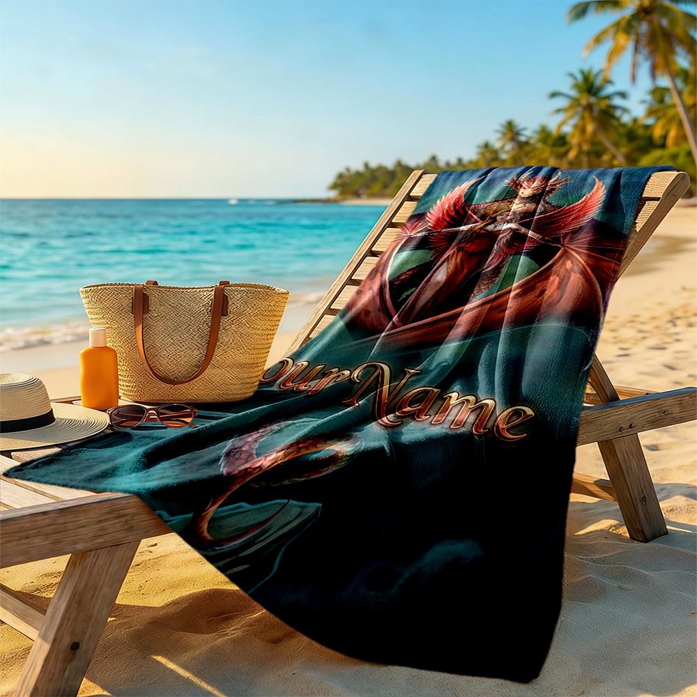 Gothic Illustrations Customize Text Beach Towel High Absorbency & Quick-Dry