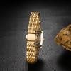 Square Bar Stainless Reverse Rotation Birthday Gold Women's Wristwatch, Waterproof, Dial Index, Simple, Quartz, Steel, Adjustable, Prevention,