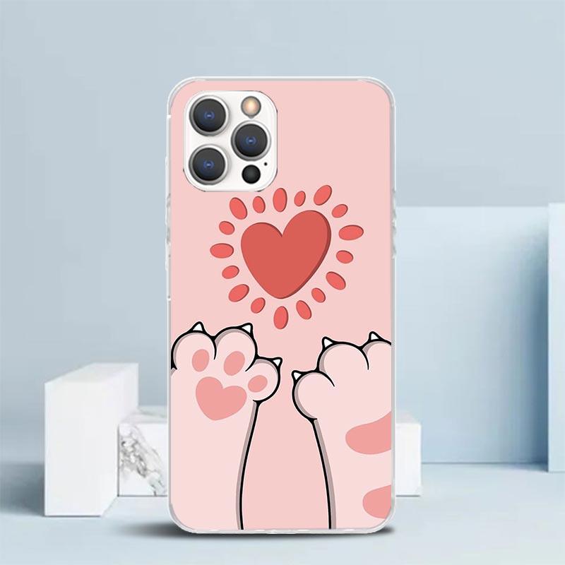 Cat Footprint Funny Paw Cute Phone Case For IPhone 16 17 Air 16E 15 14 Plus 13 Mini 12 11 Pro Max 7 8 + SE 2020 Soft TPU Back Co