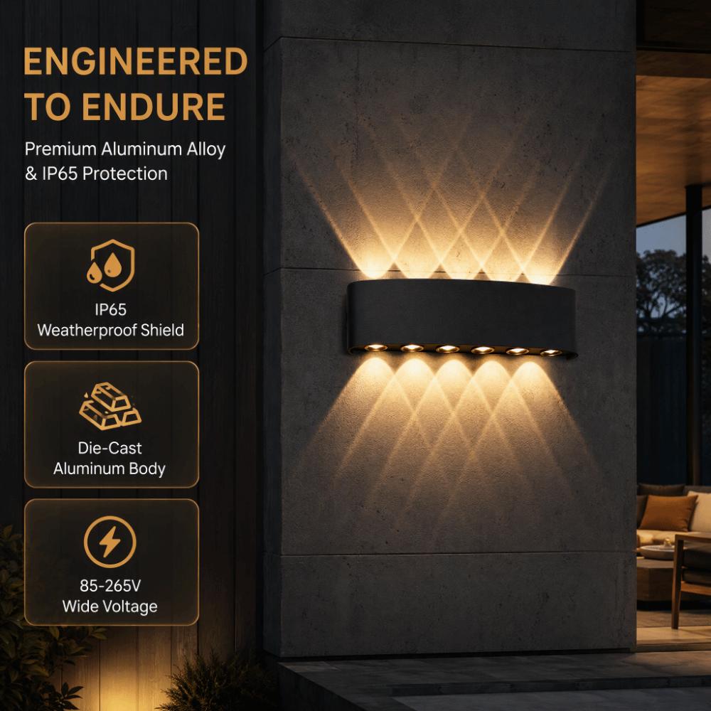 12W LED Wall Lamp 12 Lamp Beads Wall Sconce Rainsafe Wall Light  Indoor Decoration