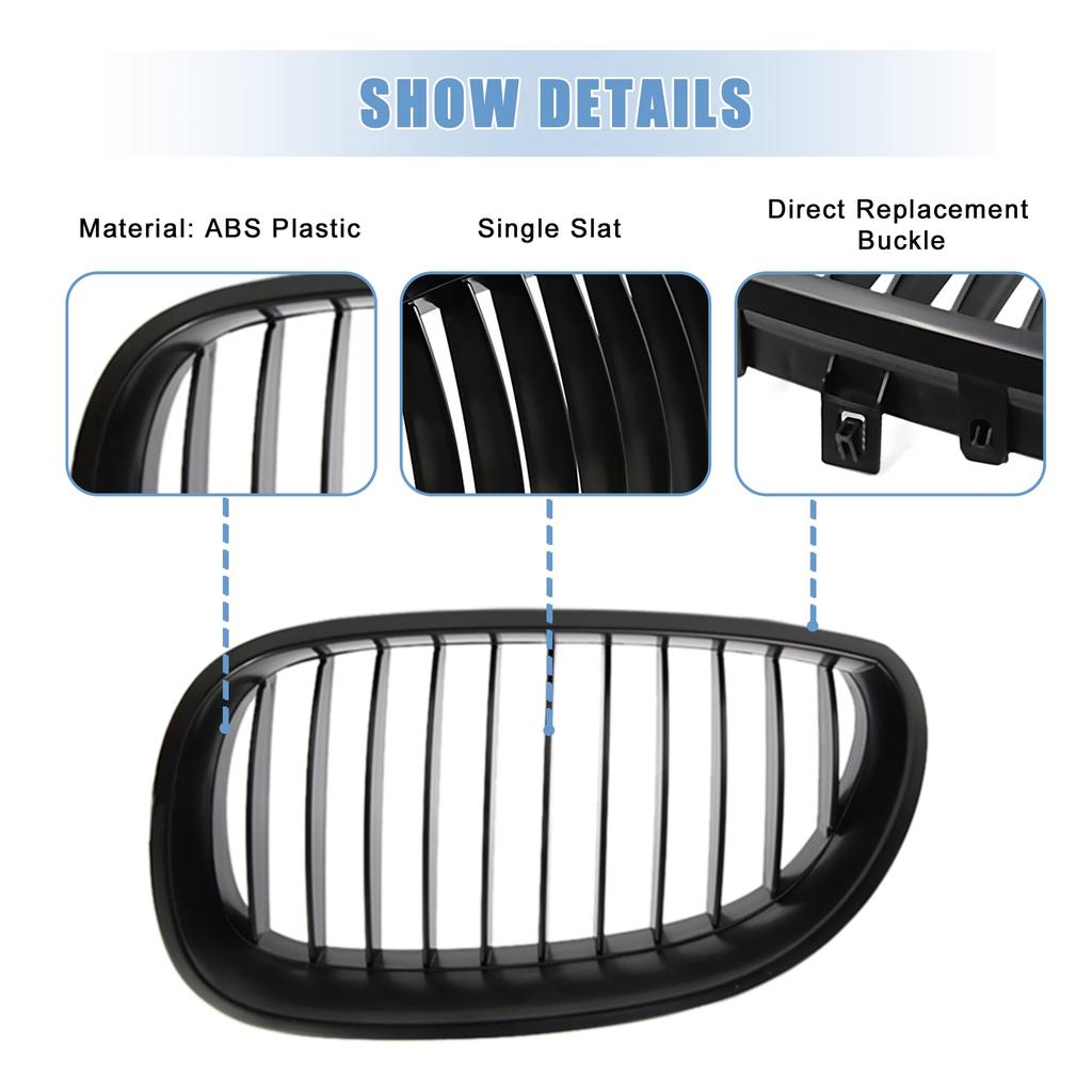 uxcell Matte Black Front Kidney Grille for BMW E60 E61 5 Serie M5 03-09