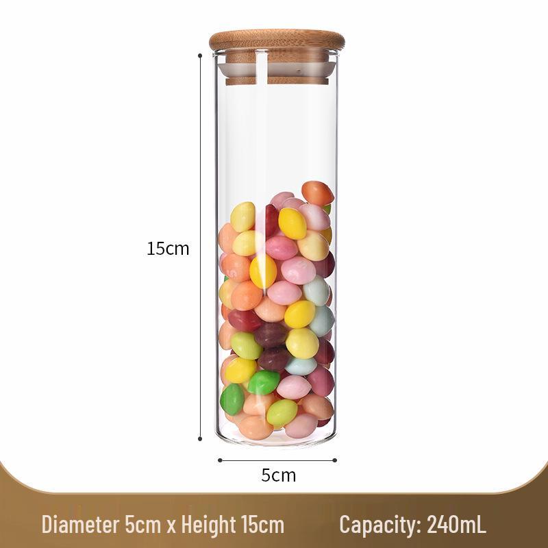 Стеклянная банка для хранения с бамбуковой крышкой - Влагонепроницаемая, пищевая, прозрачный кухонный контейнер