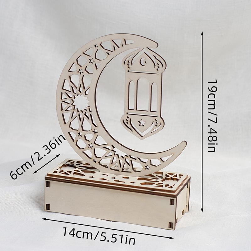 Ид Мубарак Светодиодная Лампа Звезда Луна Подвеска Деревянный Подсвечник Свет Ид Настольное Украшение Рамадан Домашний Декор Мусульманское Украшение для Вечеринки Подарок
