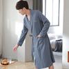 Men'S Nightgown Spring And Autumn Long-Sleeved Pure Cotton Long Bathrobe Pajamas Cotton Integrated Thin Large-Size Bathrobe Dressing Gown