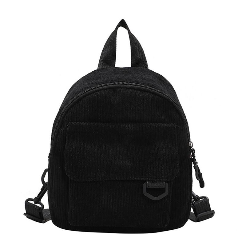 Women Fashion Travel Small Daypacks Lightweight Simple Corduroy Double Shoulder Bag School Backpacks