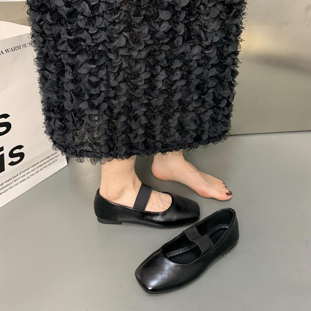 Square Toe Women Flats Shoes Mary Jane Shoes Fashion Shallow Elastic Band Spring Autumn Ladies Comfort Soft Sole Shoes