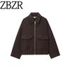 Zbzr Autumn New Women Clothes Western Style Lapel Loose Mouth Pocket Decoration Long Sleeve Jacket 8372291-