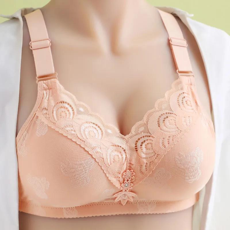 Large Size Thin Underwear Gathering Type Anti-sagging Breast No Steel Ring Comfortable Bra Breathable Bra Women's Underwear