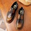 Desai универсальные повседневные кожаные туфли дышащие трендовые туфли ретро британский стиль круглые мужские туфли дерби