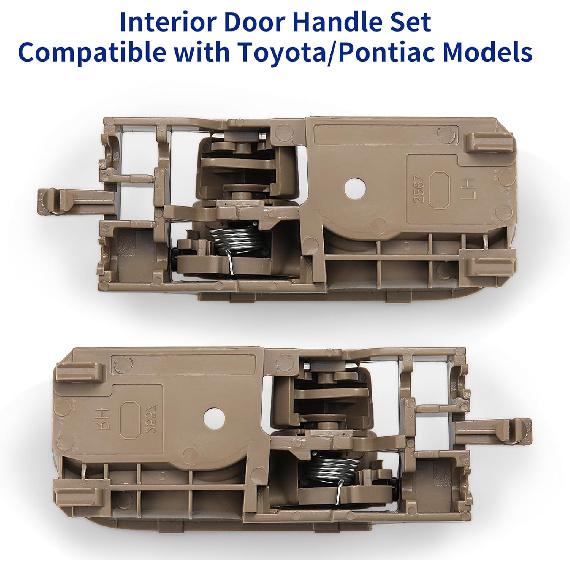 Interior Door Handle Set Compatible With 2003-2008 Toyota Corolla, 2005-2015 Toyota Tacoma, 2003-2008 Pontiac Vibe,Front Or Rear, Driver And