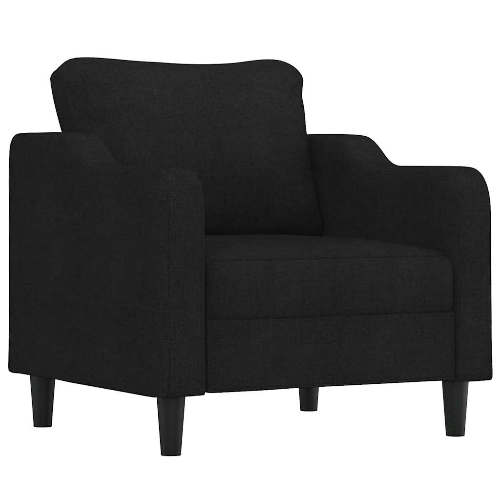 4 Piece Sofa Set with Cushions Black Fabric