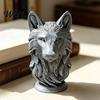 Animal Head Sculpture 3D Printed Wolf Figurine, Realistic Statue with Round Desktop Ornament Base, Wild for Home Office Bookshelf Decor PLA Figurine