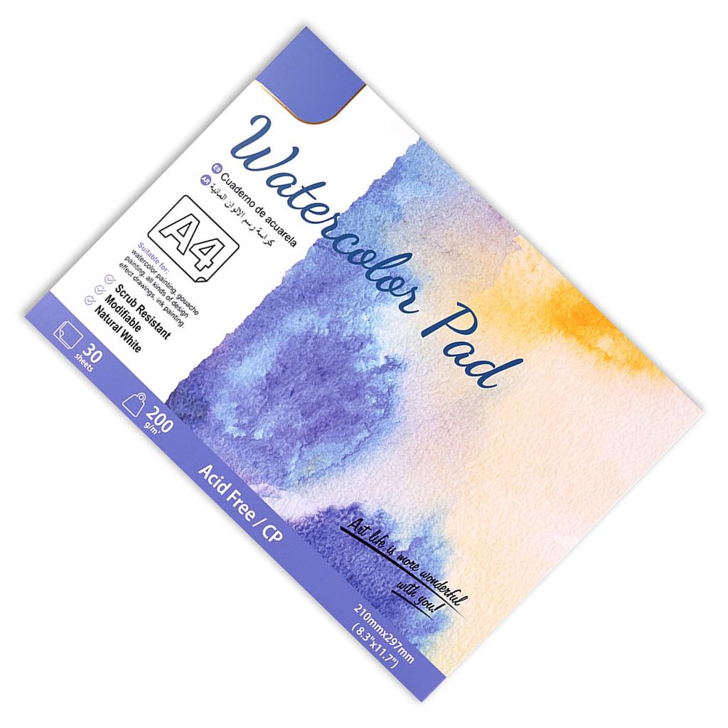 Блокнот для акварельной бумаги Хлопковый Скетчбук для художников Взрослых Студентов Живопись Рисование 200г 30 листов Среднее Зерно