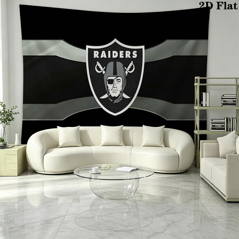 Las Vegas Raiders Logo Wall Tapestry Aesthetic Wall Hanging Printed Fabric Blanket Decorative Tapestries for Bedroom Living Room Home Decor