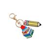 English Letter Pencil Rainbow Keychain Geometric Shape Teacher Education Pendant  Thanksgiving Gift