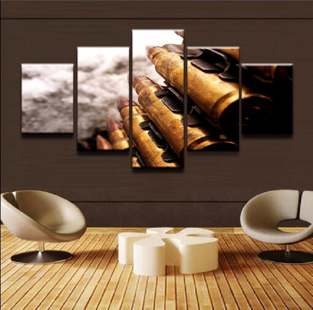 Modern Wall Art Home Decor Pictures 5 Pieces Bullet Weapon Poster Wall Decoration Artwork Top-Rated Canvas Print Pictures No Frame