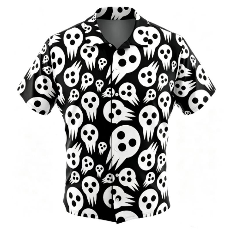 Fashion Cartoon Ghost Monsters Pattern Printing Shirt Hawaiian Beach Vacation Clothing Men's Street Style Shirt Daily Men's and Women's Shirt