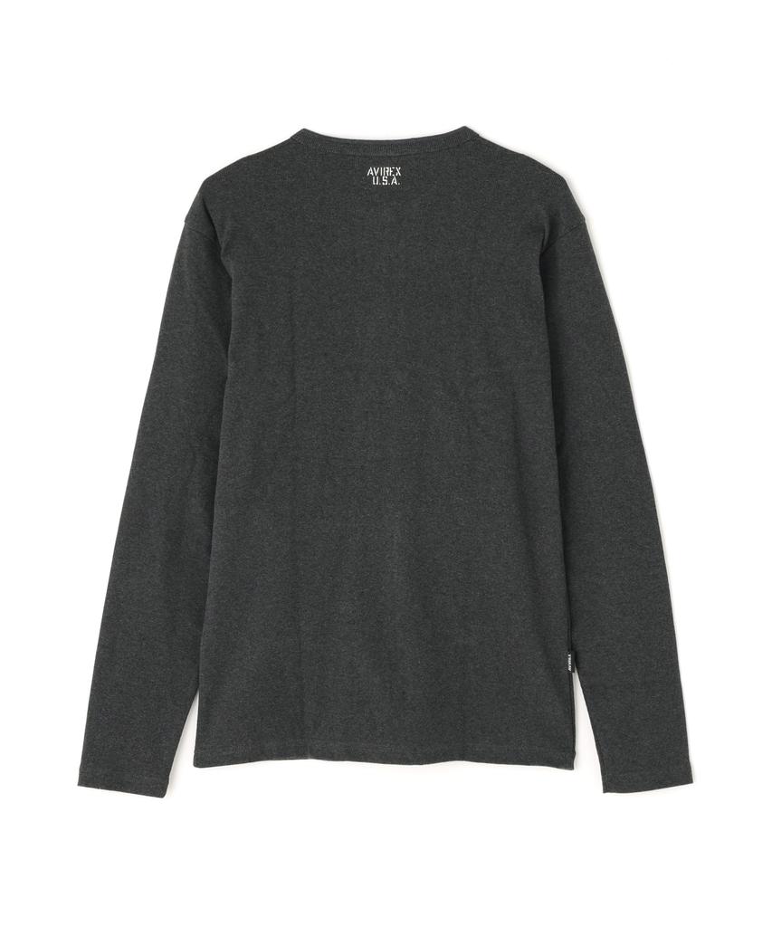 AVIREX DAILY RIB HENLY NECK TEE 6153482 men's S charcoal
