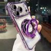 Anti-Drop Luxury Electroplated Phone Case For 17 16 15 14 13 12 11 Pro Max Plus Air With Ring Holder Magnetic Stand Cover