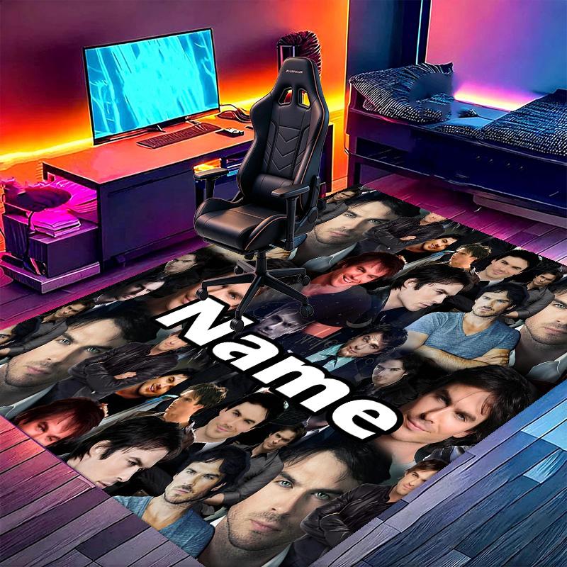 Custom Name Personalized Damon Salvatore Print Carpet, Versatile Home Decor Rug, for Playroom, Apartment, Balcony, Entryway, Hallway Gift