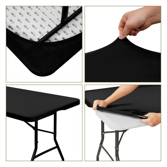 Outdoor Picnic Table Cloth with Elastic Edge Windproof Wear Resistant Waterproof Camping Washable Patio Table Cover Protector