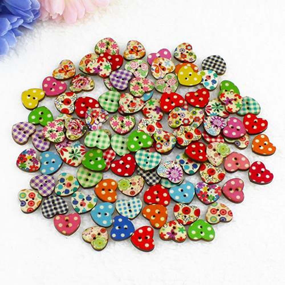 Crafts Arts Scrapbooking Decoration Apparel Sewing Wood Button Sewing Buttons Heart Shape Button