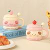 Cute Mug Ceramic Cup Girls with Lid Spoon Couple Water Cup Coffee Cup Birthday Gift Souvenir Creativity