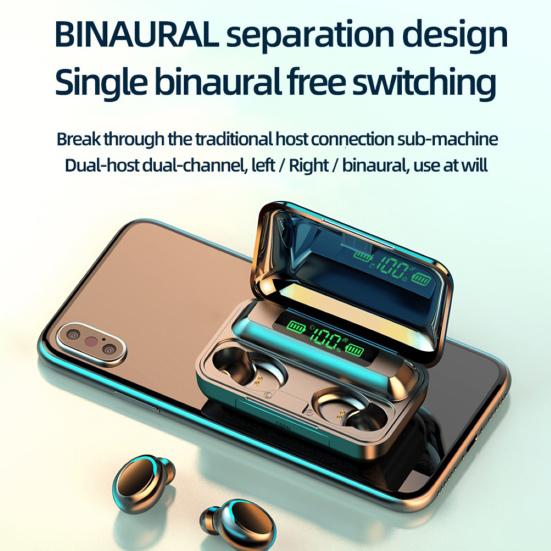 F9-5C True Wireless Stereo LED Digital Display Bluetooth-compatible 5.0 Wireless Earphones Sports Earbuds