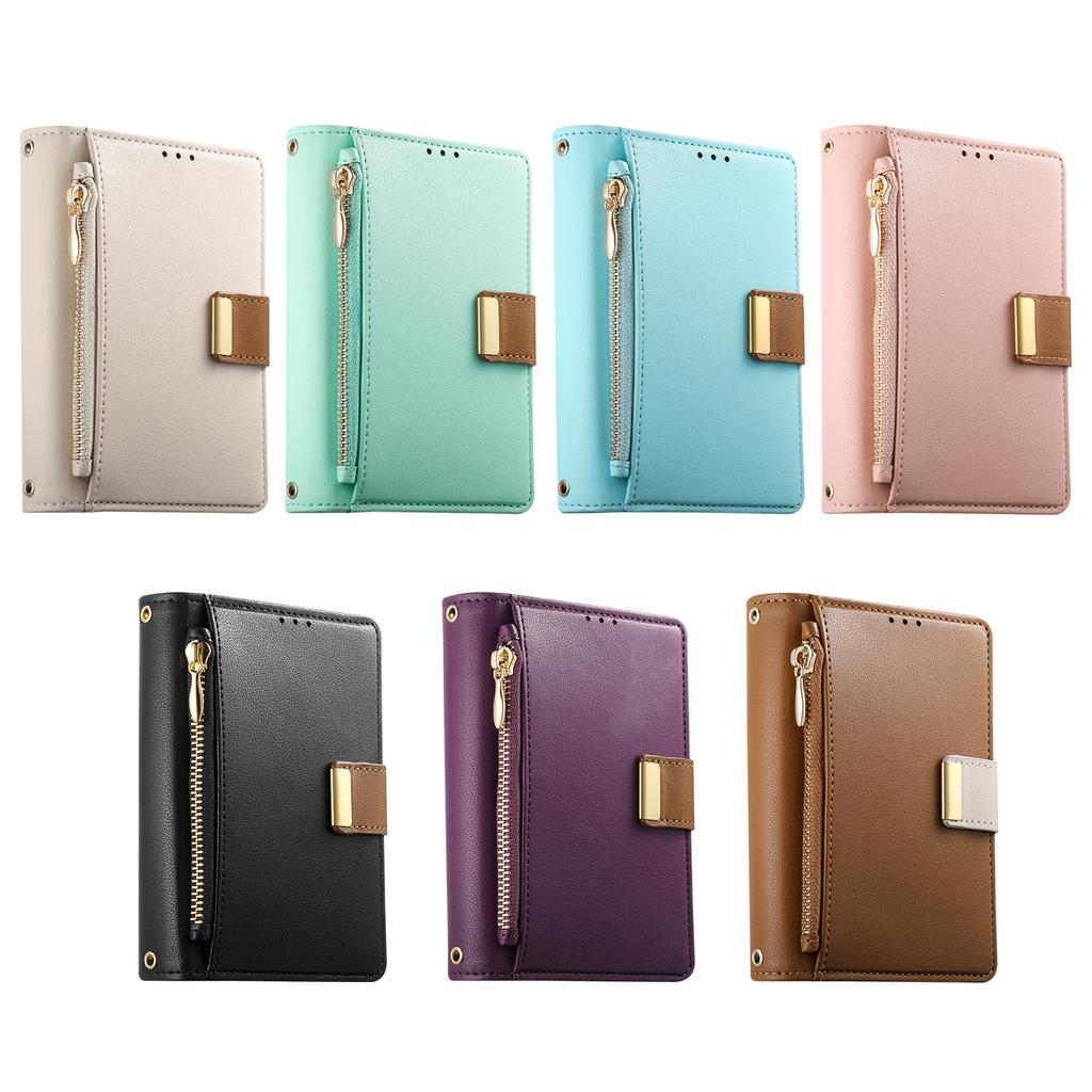 Simple Zipper Flip Multi Card Slots Wallet Leather Phone Case for IPhone Ultra 18 Fold Wide Shockproof Stand Skin Feel Cover