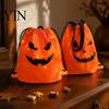 Large Capacity Trick or Treat Pouch LED Drawstring Pumpkin Backpack for Kids, Halloween Light Up Candy Bag with Reinforced Stitching Gift Carrier