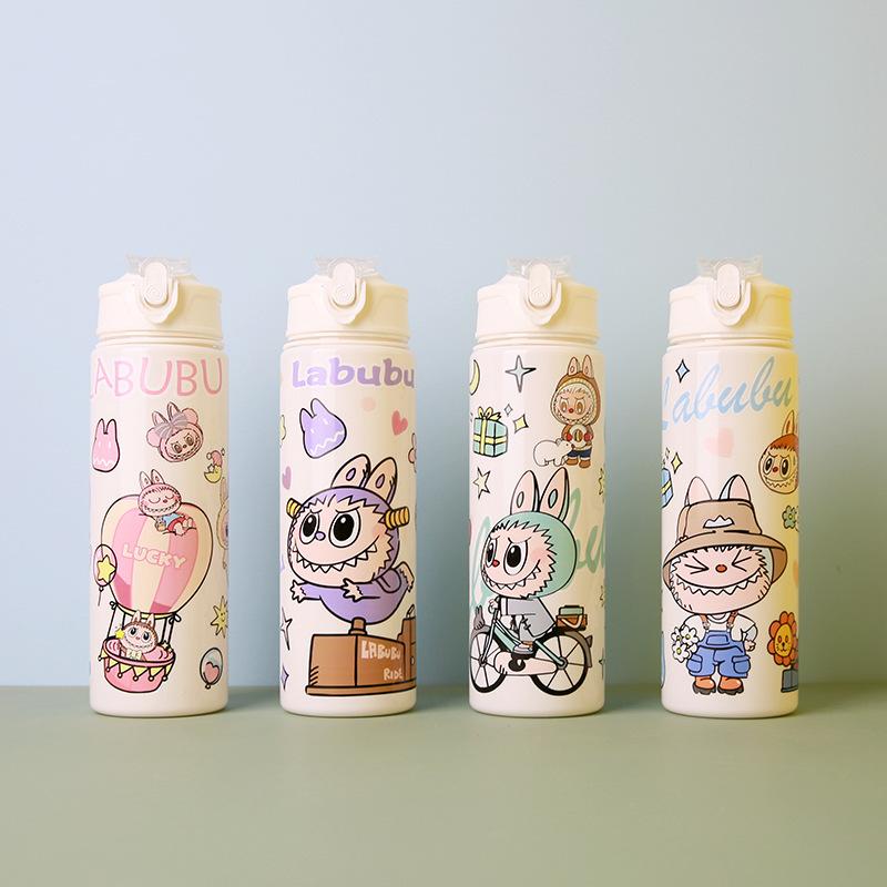 Cartoon 750ml Large-capacity Buckle Cup Water Cup High-value Direct Drinking Boys and Girls Water Cup
