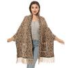 Knitted Shawl Women'S Pocket Cheongsam With Cardigan Cape And Leopard Print Shawl