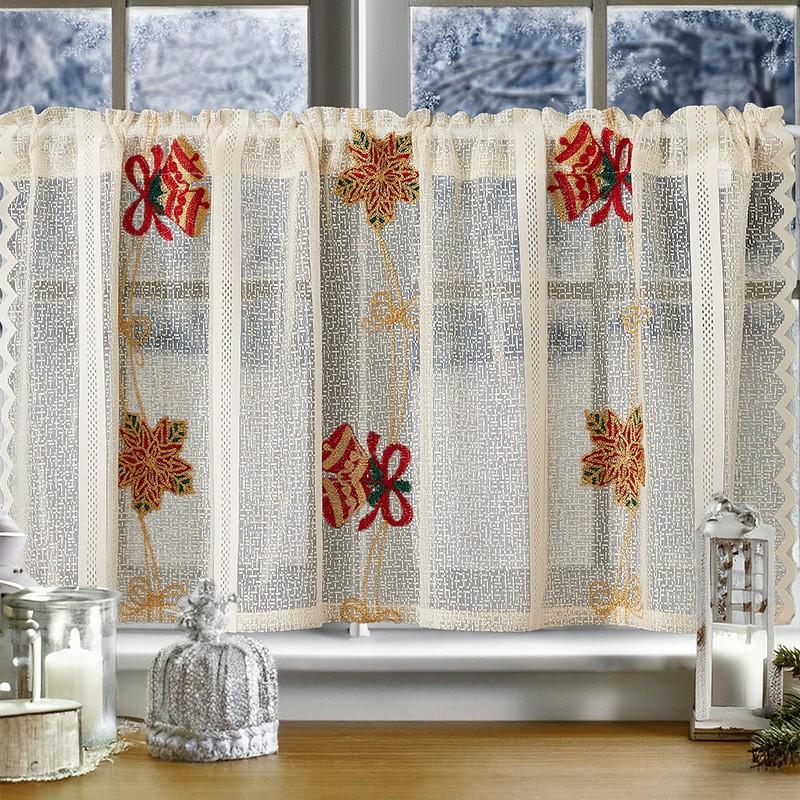American Christmas Curtains Bell Embroidery Lace Living Room Kitchen Rectangle Landscaping Decorative Coffee Curtain