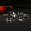7 Pcs Vintage Women Hollow Carving Lotus Flower Waterdrop Knuckle Midi Rings Set AVE