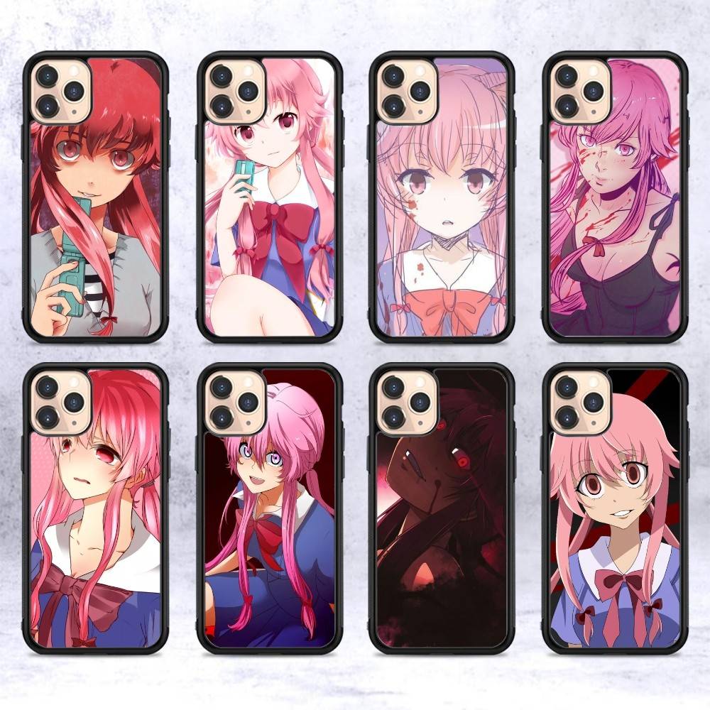 Чехол для телефона в стиле аниме Mirai Nikki (Дневник будущего) для iPhone 11 12 13 14 15 Pro Max 17 16 Plus, Жесткая задняя крышка из ПК+ТПУ